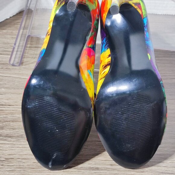 Steve Madden Cythiaa Peep-Toe Heels women's size 8 multi-colour rainbow Lace Up - Picture 10 of 12